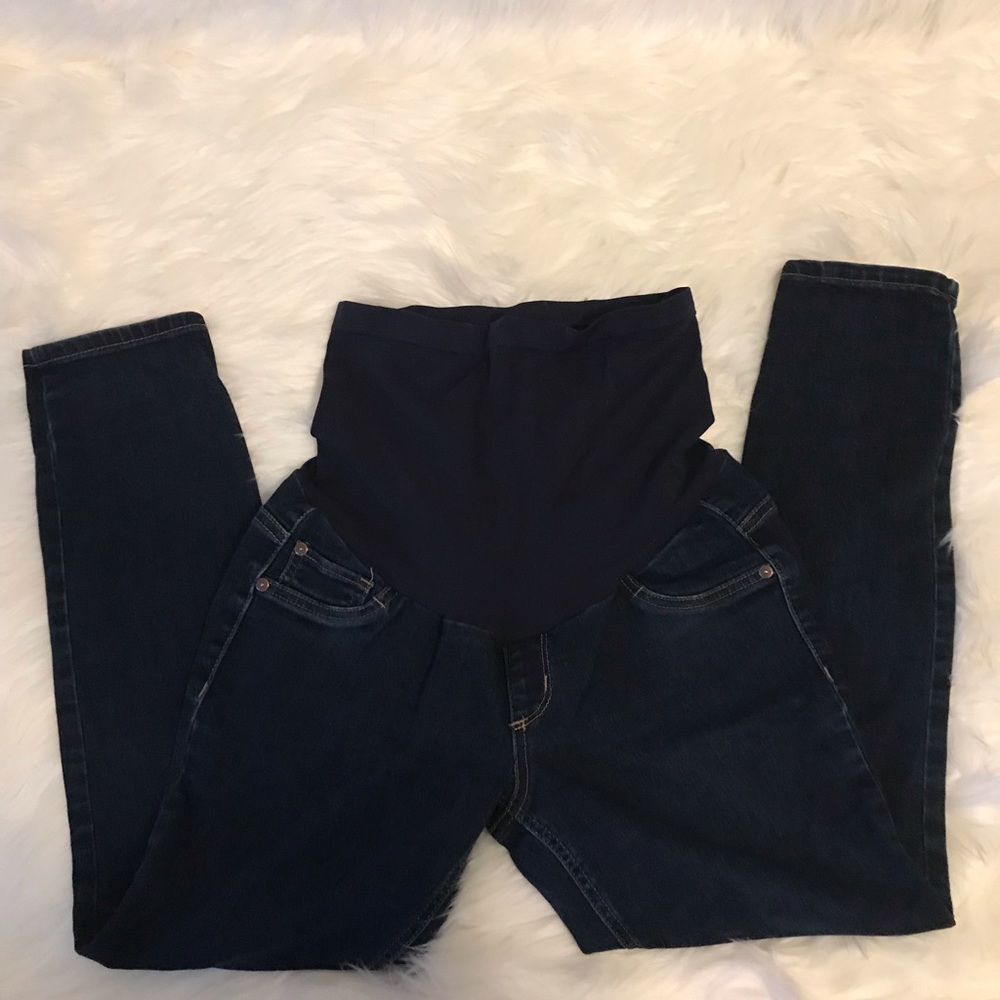 Indigo blue petite medium maternity pants